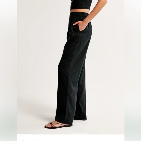 Abercrombie Linen-Blend Pull-On Pant - Black - Picture 4 of 7